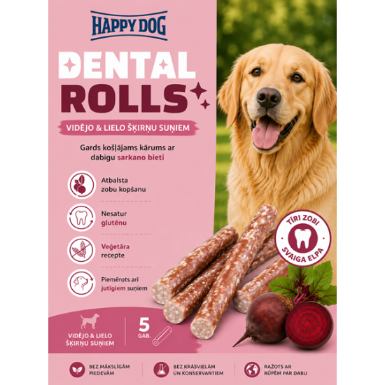 Happy Dog Dental Snacks - Dental Rolls - kramtomi skanėstai (ritinėliai) šunims