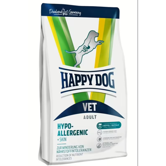 Happy Dog VET Diät Hypoallergenic + Skin - VET dietinis maistas šunims, netoleruojantiems maisto produktų ir turintiems odos ligų
