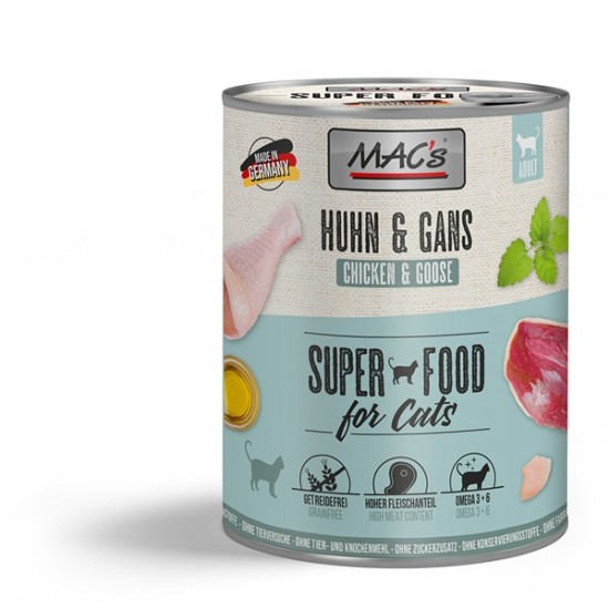 MAC's Cat Huhn & Gans - Konservuotas maistas katėms su vištiena ir žąsiena